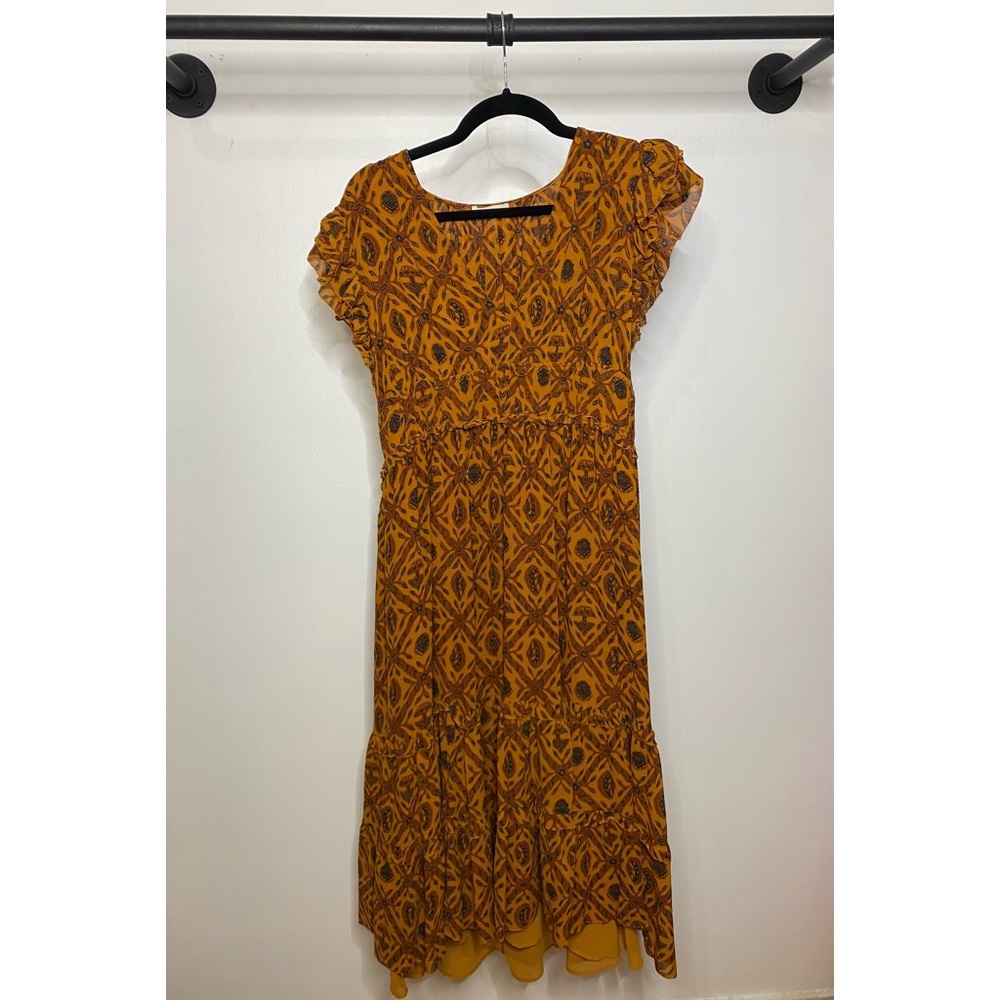 Ulla Johnson Anika Printed Midi Silk Dress Burnt … - image 5